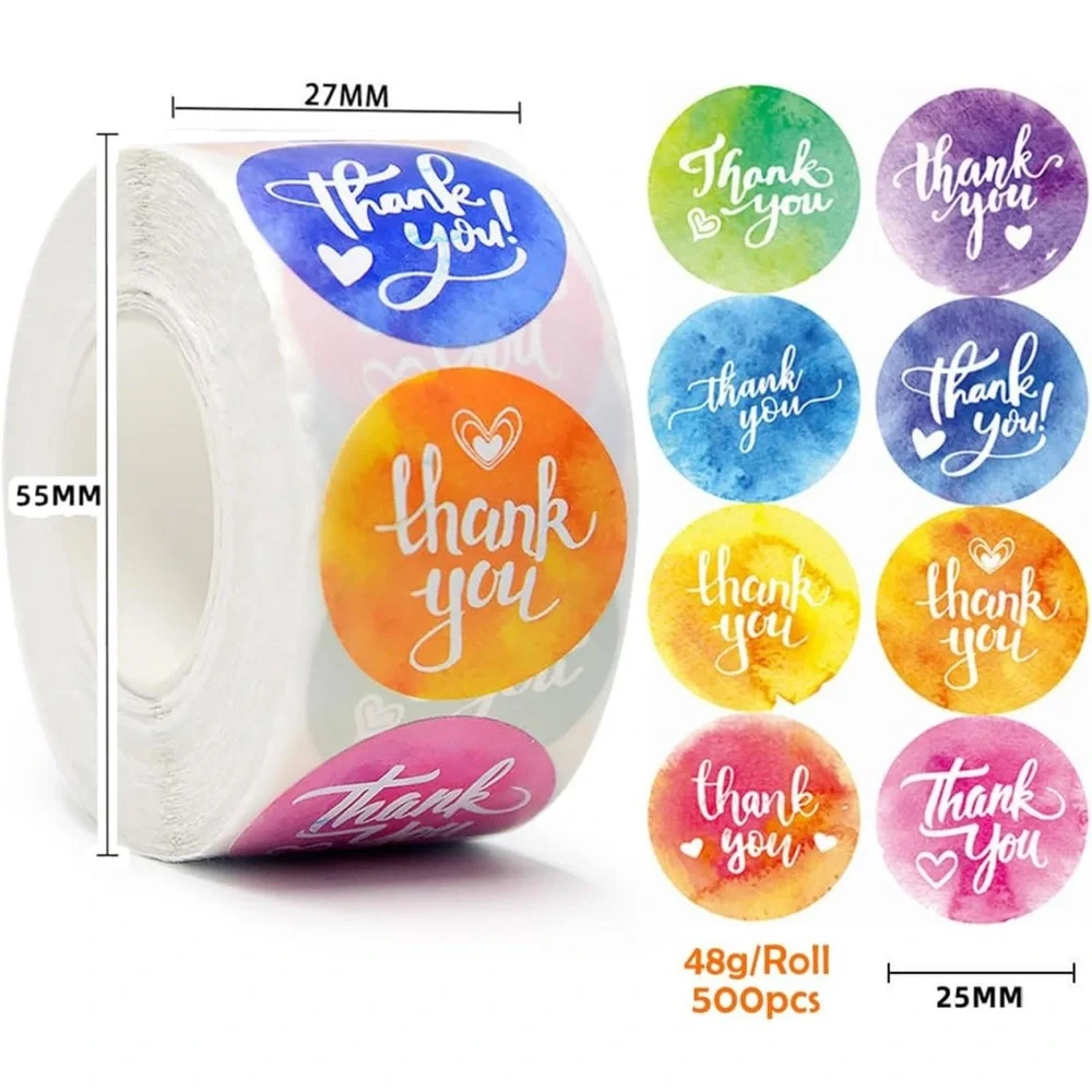 NEW Colorful Thank You Stickers 500pc - Picture 2 of 2